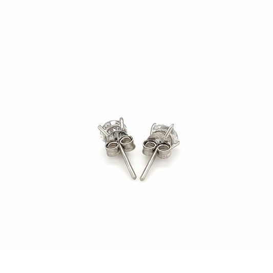 Sterling Silver Stud Earrings with White Hue Faceted Cubic Zirconia(5mm) - The Best Accessory