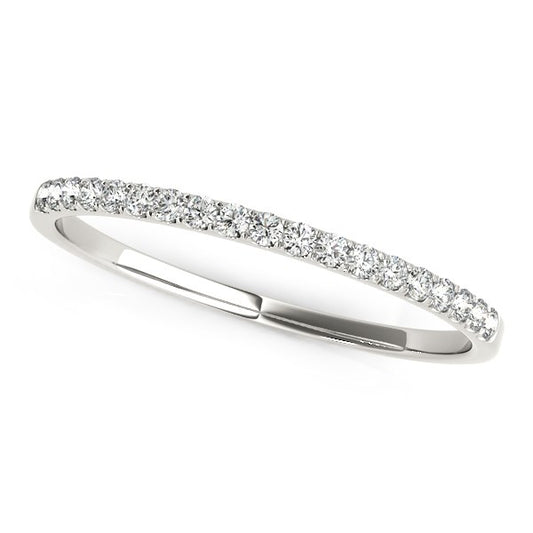 14k White Gold Pave Set Round Diamond Wedding Ring (1/8 cttw) - The Best Accessory