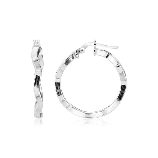 Sterling Silver Round Polished Wavy Profile Hoop Earrings(2x20mm) - The Best Accessory
