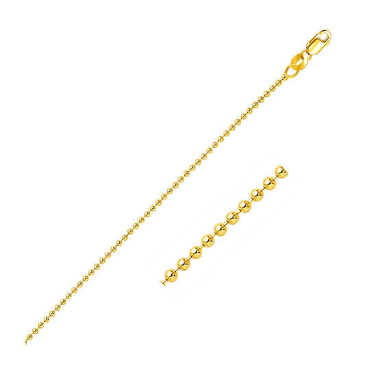 14k Yellow Gold Bead Chain 1.5mm (1.50 mm) - The Best Accessory