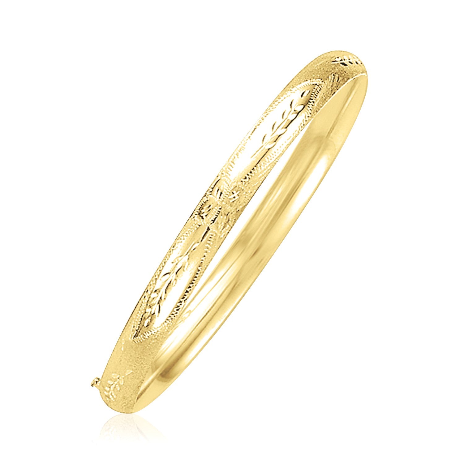 14k Yellow Gold Dome Florentine Design Bangle (5.00 mm) - The Best Accessory