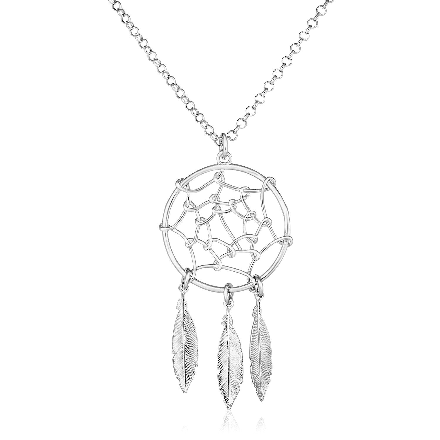 Sterling Silver 17 inch Necklace with Dream Catcher Pendant - The Best Accessory