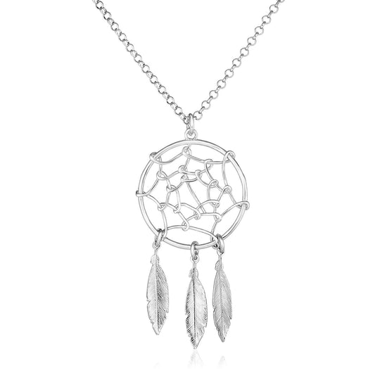 Sterling Silver 17 inch Necklace with Dream Catcher Pendant - The Best Accessory