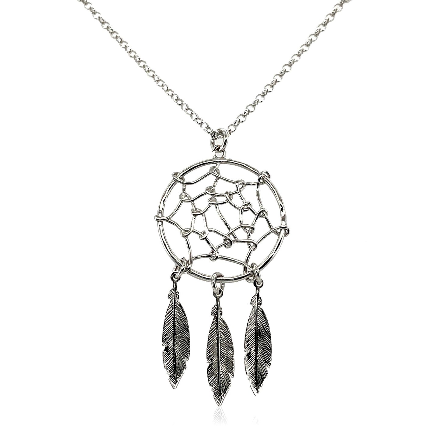 Sterling Silver 17 inch Necklace with Dream Catcher Pendant - The Best Accessory