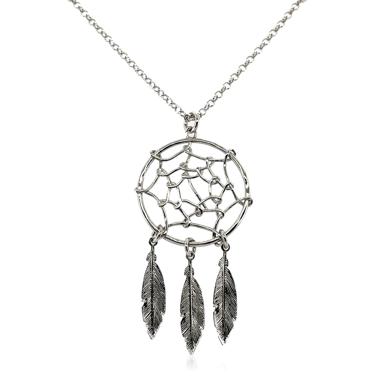 Sterling Silver 17 inch Necklace with Dream Catcher Pendant - The Best Accessory