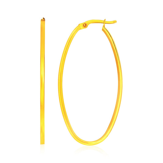 14k Yellow Gold Slim Oval Shape Hoop Earrings - The Best Accessory