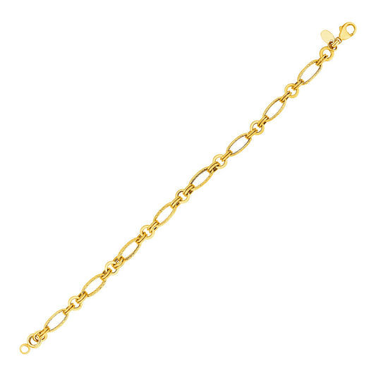 14k Yellow Gold Twisted and Polished Link Bracelet - The Best Accessory