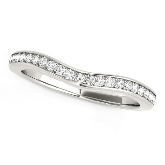 14k White Gold Curved Diamond Wedding Band (1/6 cttw) - The Best Accessory