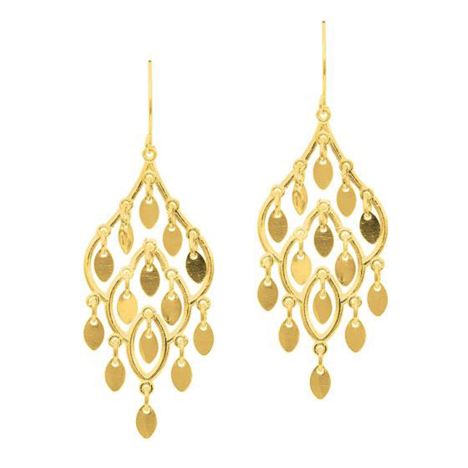 14K Yellow Gold Polished Chandelier Earring - The Best Accessory