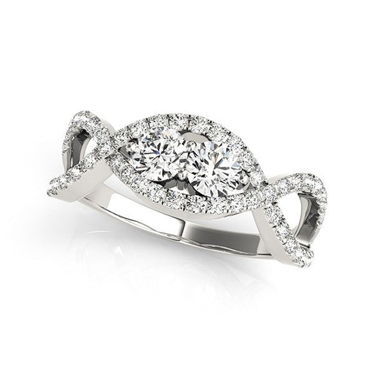 14k White Gold Split Shank Infinity Two Stone Round Diamond Ring (1/2 cttw) - The Best Accessory