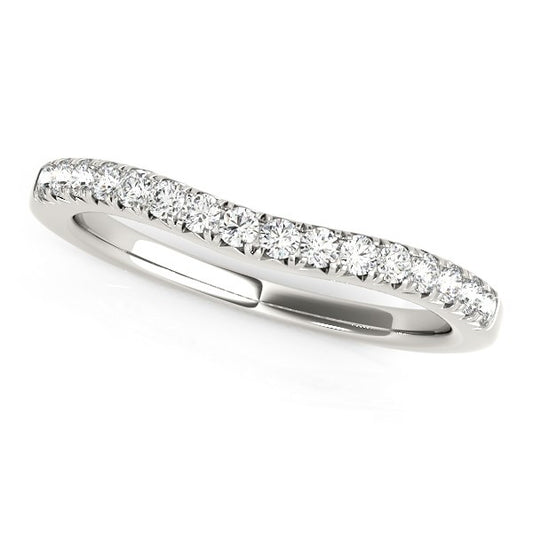 14k White Gold Pave Set Round Curved Wedding Band (1/4 cttw) - The Best Accessory
