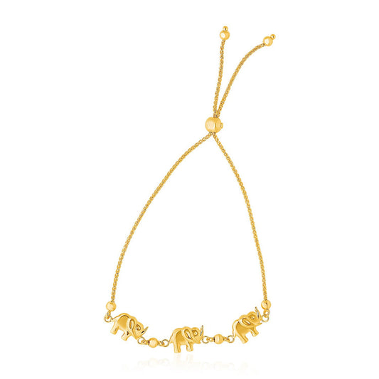 14k Yellow Gold Elephant Station Lariat Style Bracelet (1.00 mm) - The Best Accessory