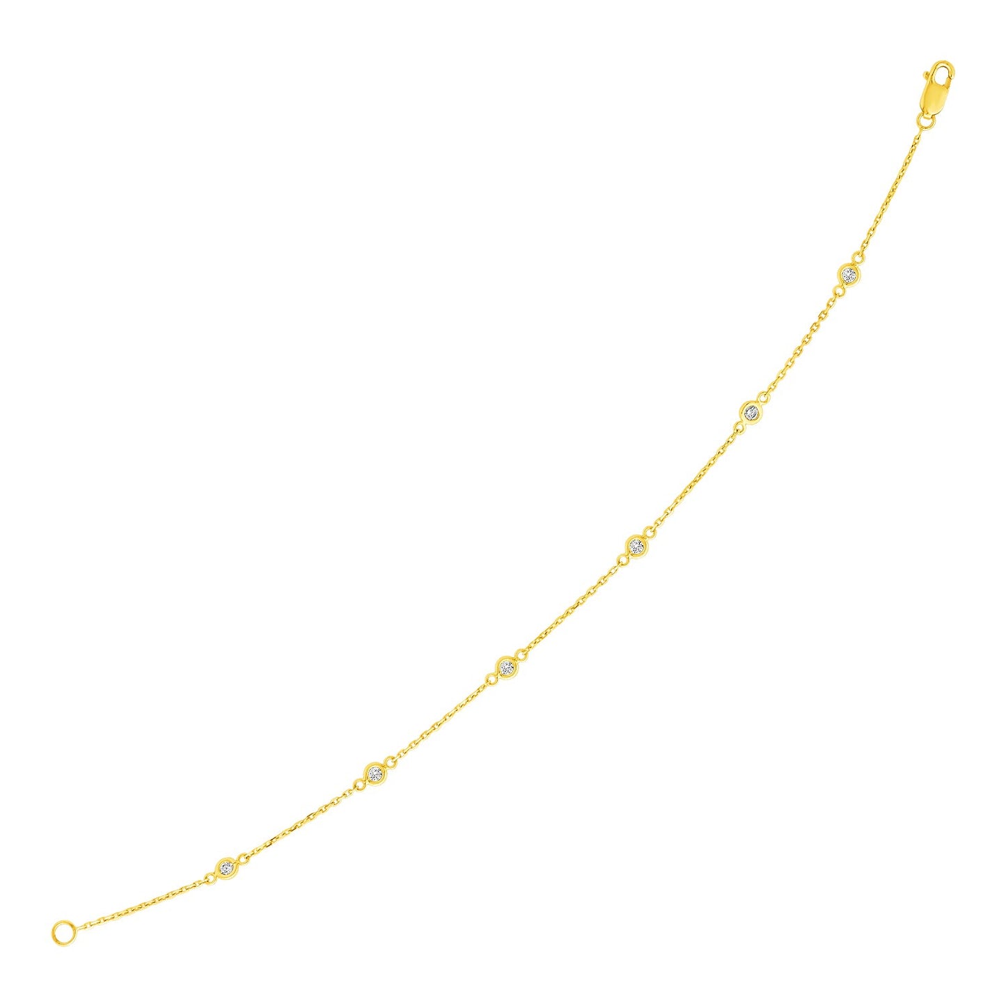 14k Yellow Gold 7 inch Bracelet with Diamond Stations (3.30 mm) - The Best Accessory
