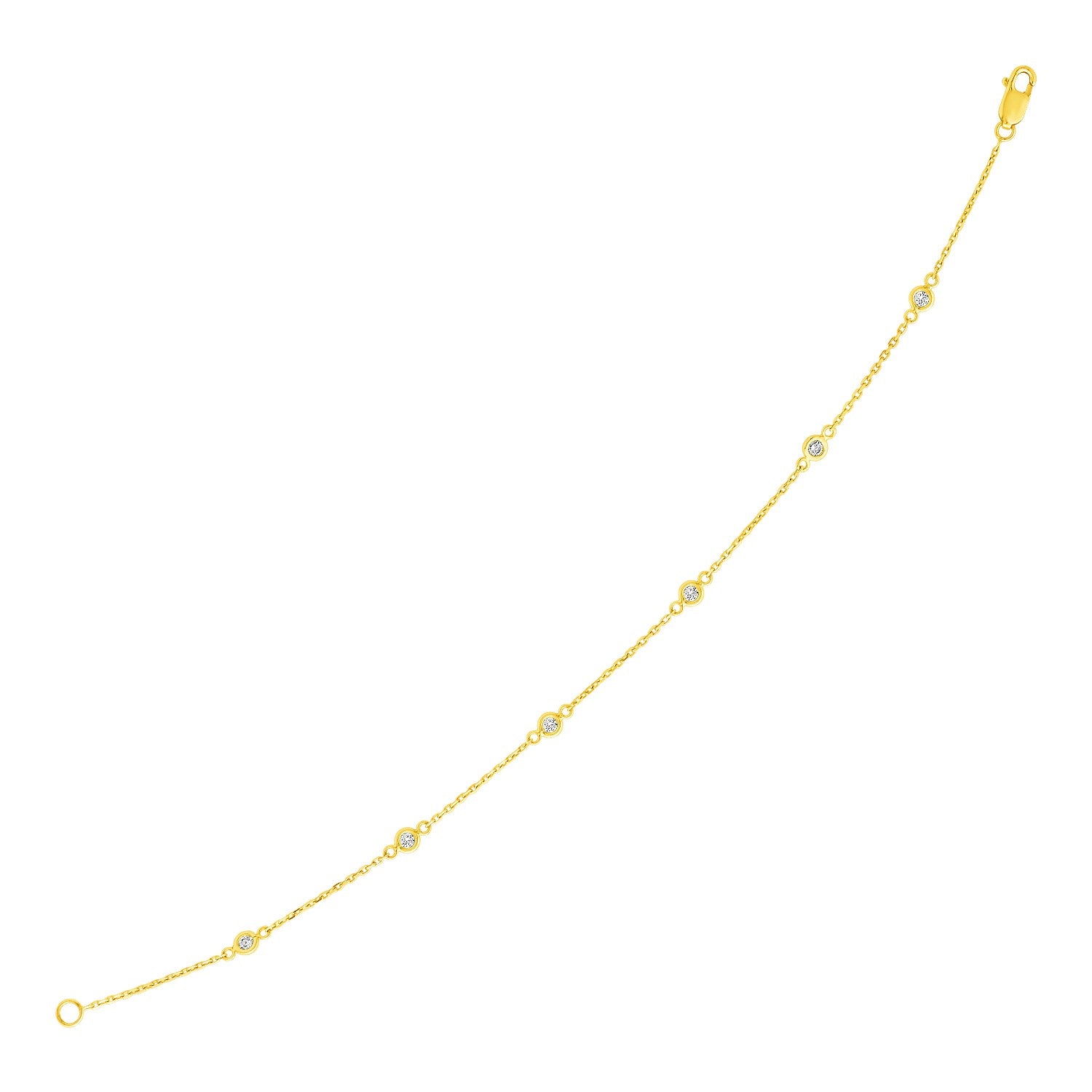 14k Yellow Gold 7 inch Bracelet with Diamond Stations (3.30 mm) - The Best Accessory