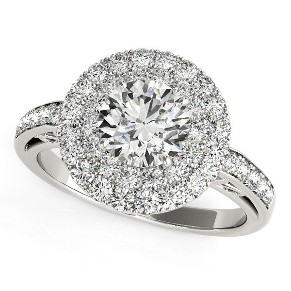 14k White Gold Diamond with Two-Row Pave Border Engagement Ring (2 cttw) - The Best Accessory