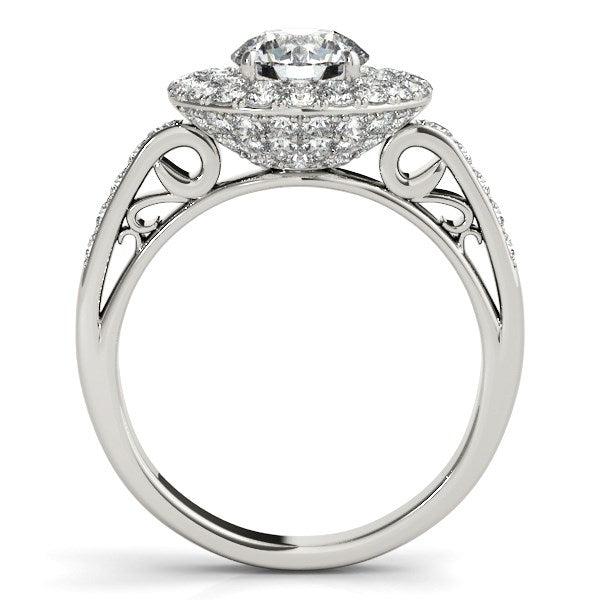 14k White Gold Diamond with Two-Row Pave Border Engagement Ring (2 cttw) - The Best Accessory