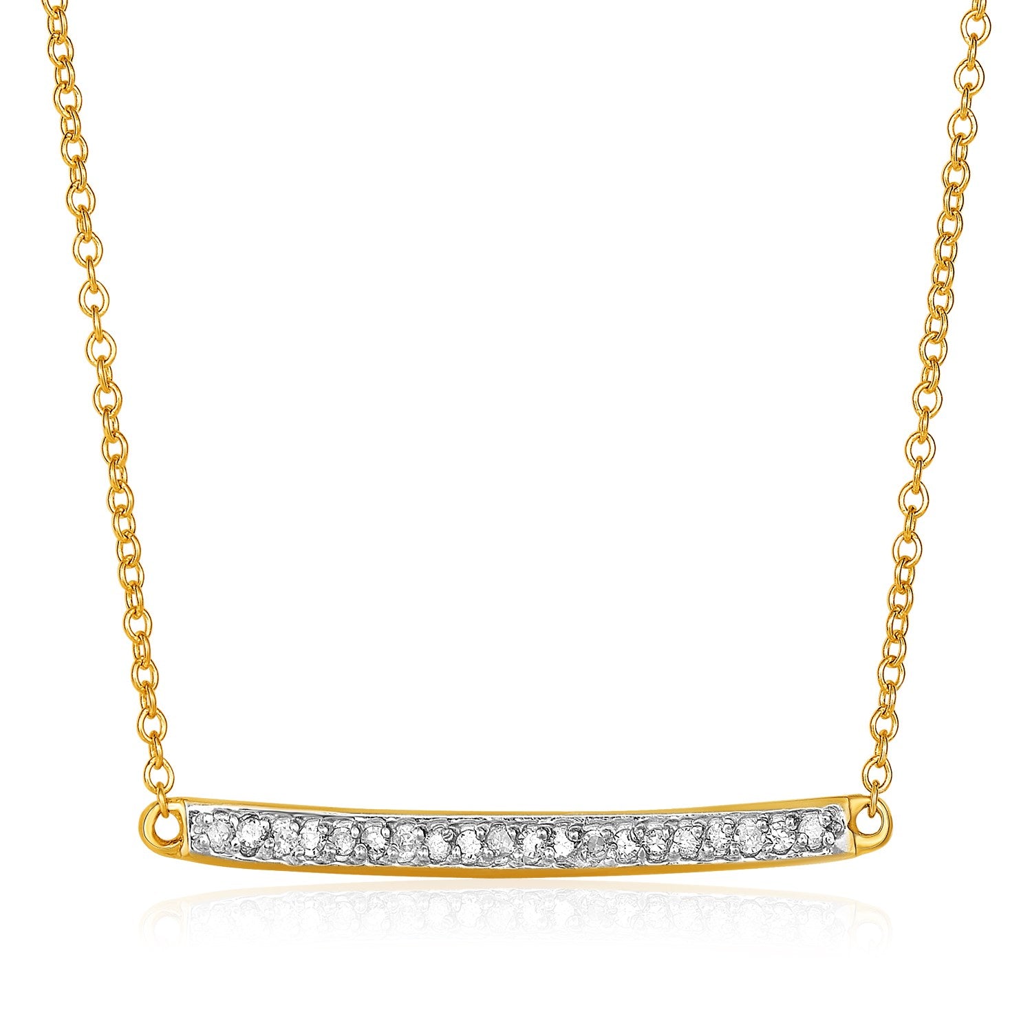 14k Yellow Gold Necklace with Gold and Diamond Bar (1/10 cttw) - The Best Accessory
