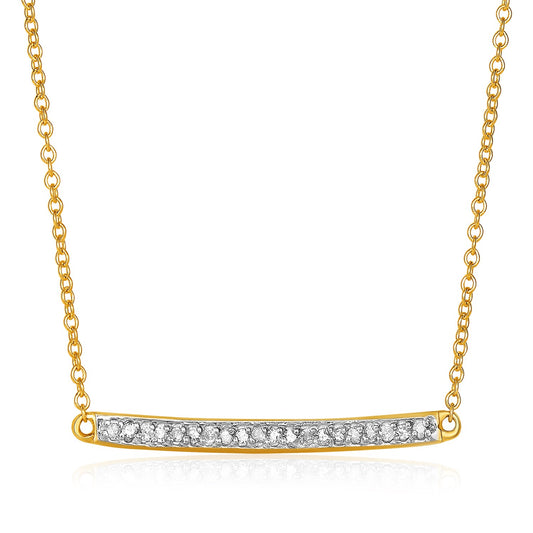 14k Yellow Gold Necklace with Gold and Diamond Bar (1/10 cttw) - The Best Accessory