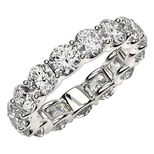 Round Cut Lab Grown Diamond Eternity Ring in 14k White Gold (5 cttw FG/VS2) - The Best Accessory