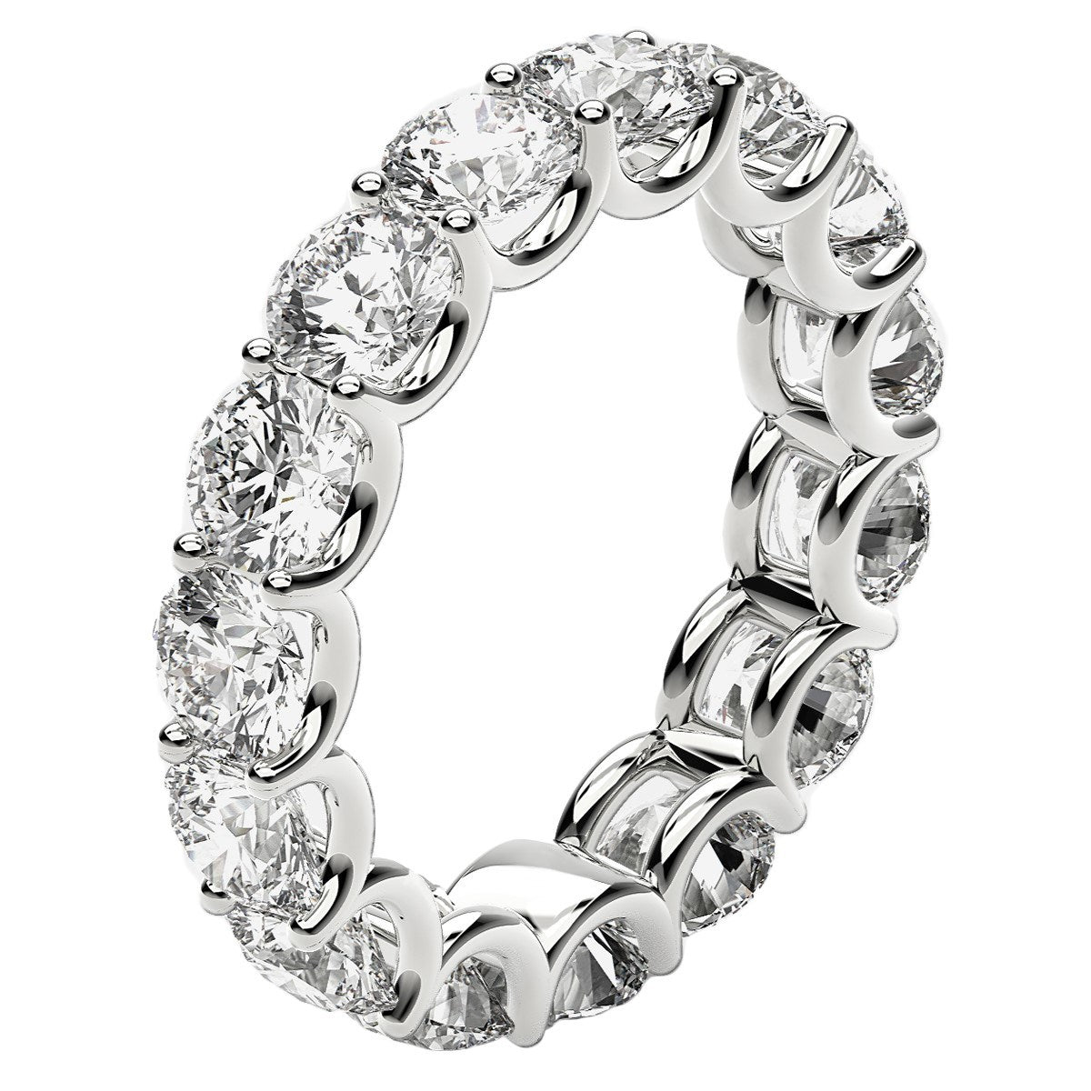 Round Cut Lab Grown Diamond Eternity Ring in 14k White Gold (5 cttw FG/VS2) - The Best Accessory