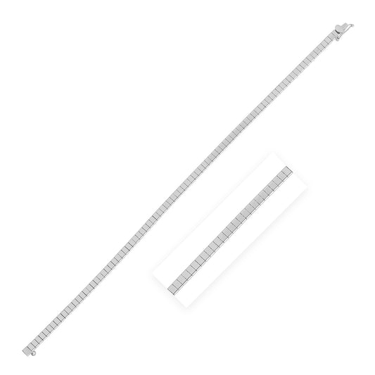 14k White Gold Brick Omega Bracelet (3.20 mm) - The Best Accessory