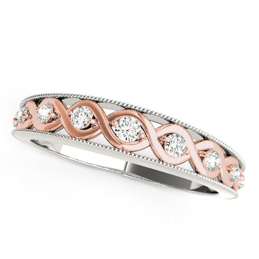 14k White And Rose Gold Infity Diamond Wedding Band (1/8 cttw) - The Best Accessory