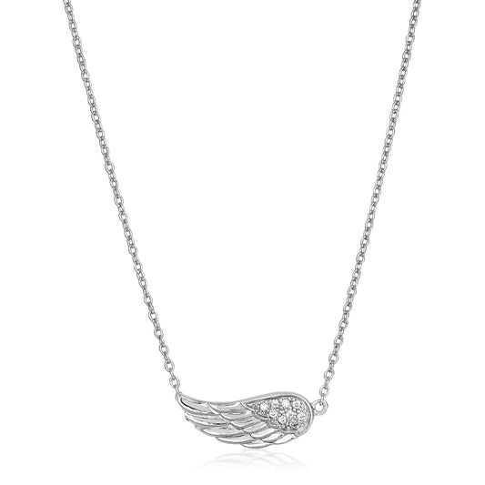 Sterling Silver Textured Angel Wing Necklace - The Best Accessory