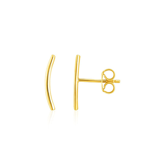 14k Yellow Gold Curve Climber Post Earrings - The Best Accessory