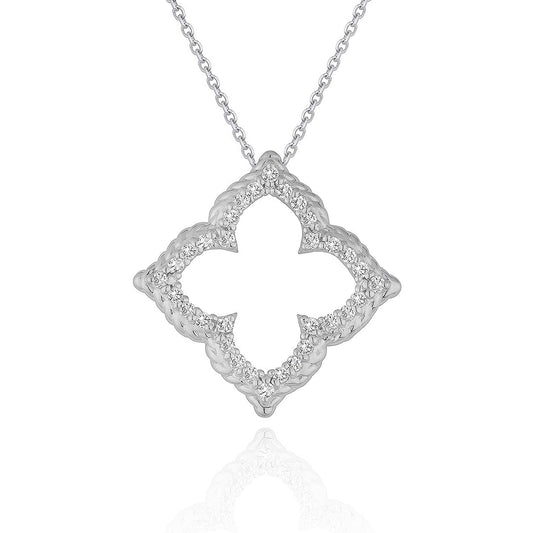 14k White Gold Diamond Cut-out Flower Pendant (1/3 cttw) - The Best Accessory