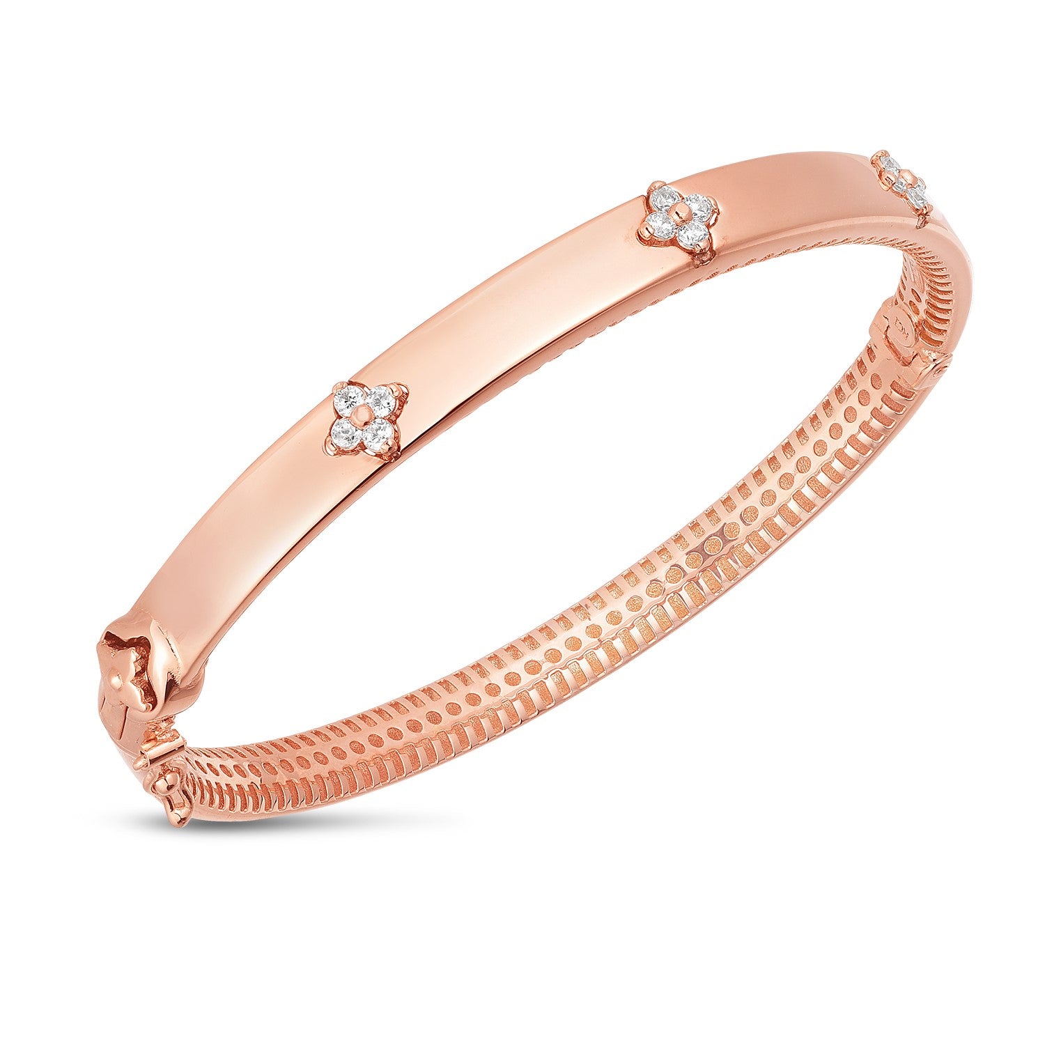 14k Rose Gold Trilogy Diamond Bangle (5.40 mm) - The Best Accessory