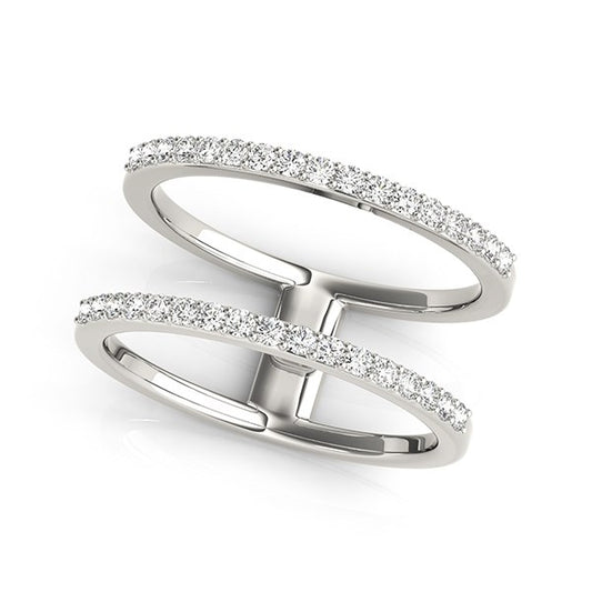 14k White Gold Dual Band Design Ring with Diamonds (1/3 cttw) - The Best Accessory