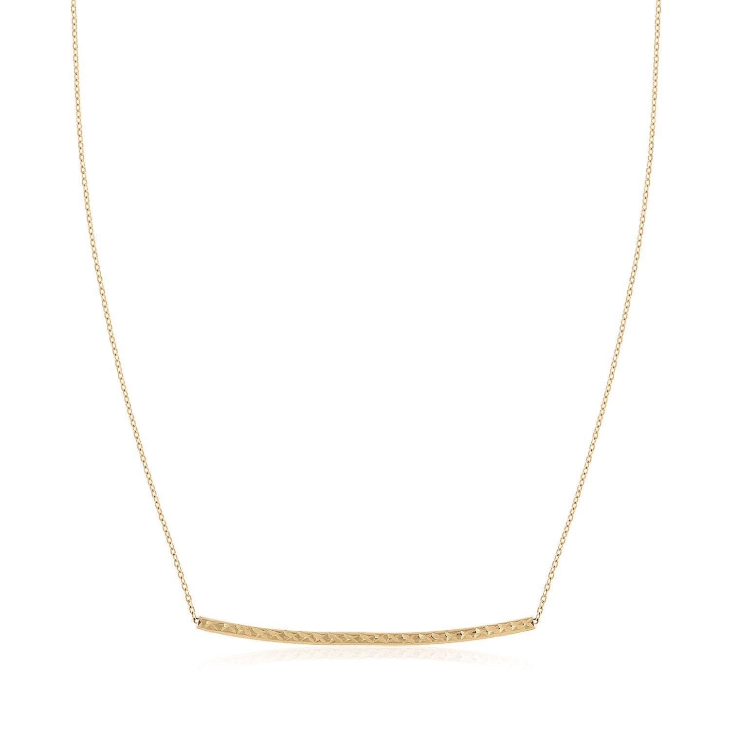 14k Yellow Gold Thin Textured Bar Necklace - The Best Accessory