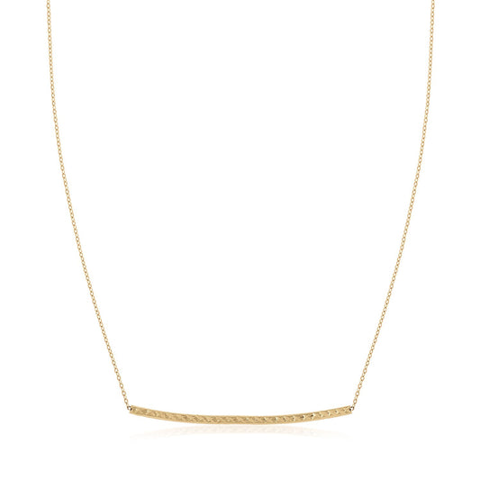 14k Yellow Gold Thin Textured Bar Necklace - The Best Accessory