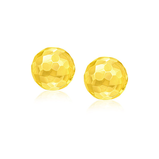 14k Yellow Gold Round Faceted Style Stud Earrings(7mm) - The Best Accessory