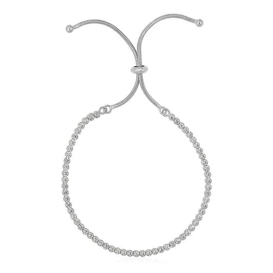 Adjustable Tennis Style Bracelet with Cubic Zirconia in Sterling Silver(4.00 mm) - The Best Accessory
