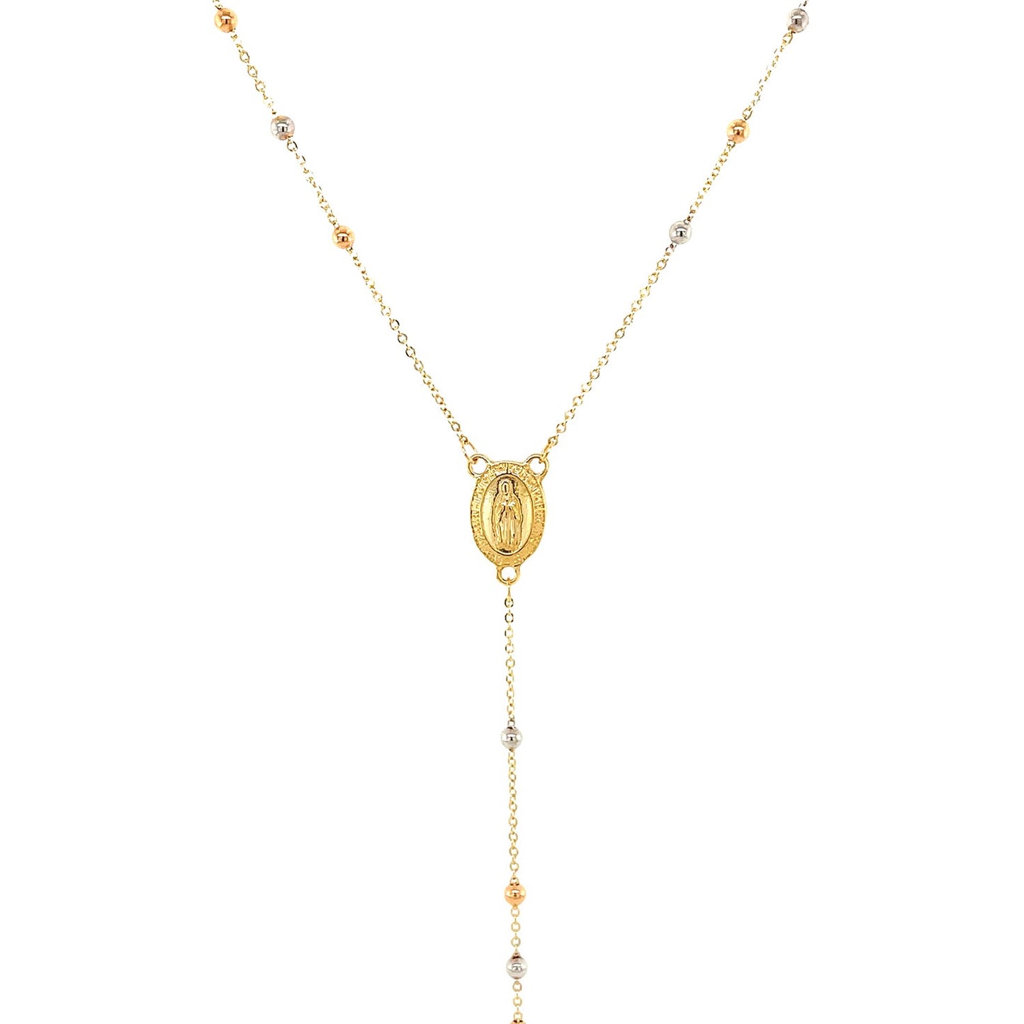 14k Tri Color Gold Lariat Rosary Necklace - The Best Accessory