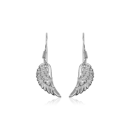 Sterling Silver Textured Angel Wing Earrings - The Best Accessory
