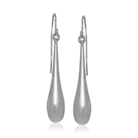 14k White Gold Long Polished Teardrop Dangling Earrings - The Best Accessory