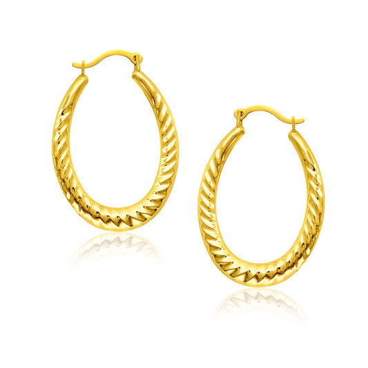 14k Yellow Gold Hoop Earrings with Textured Details - The Best Accessory