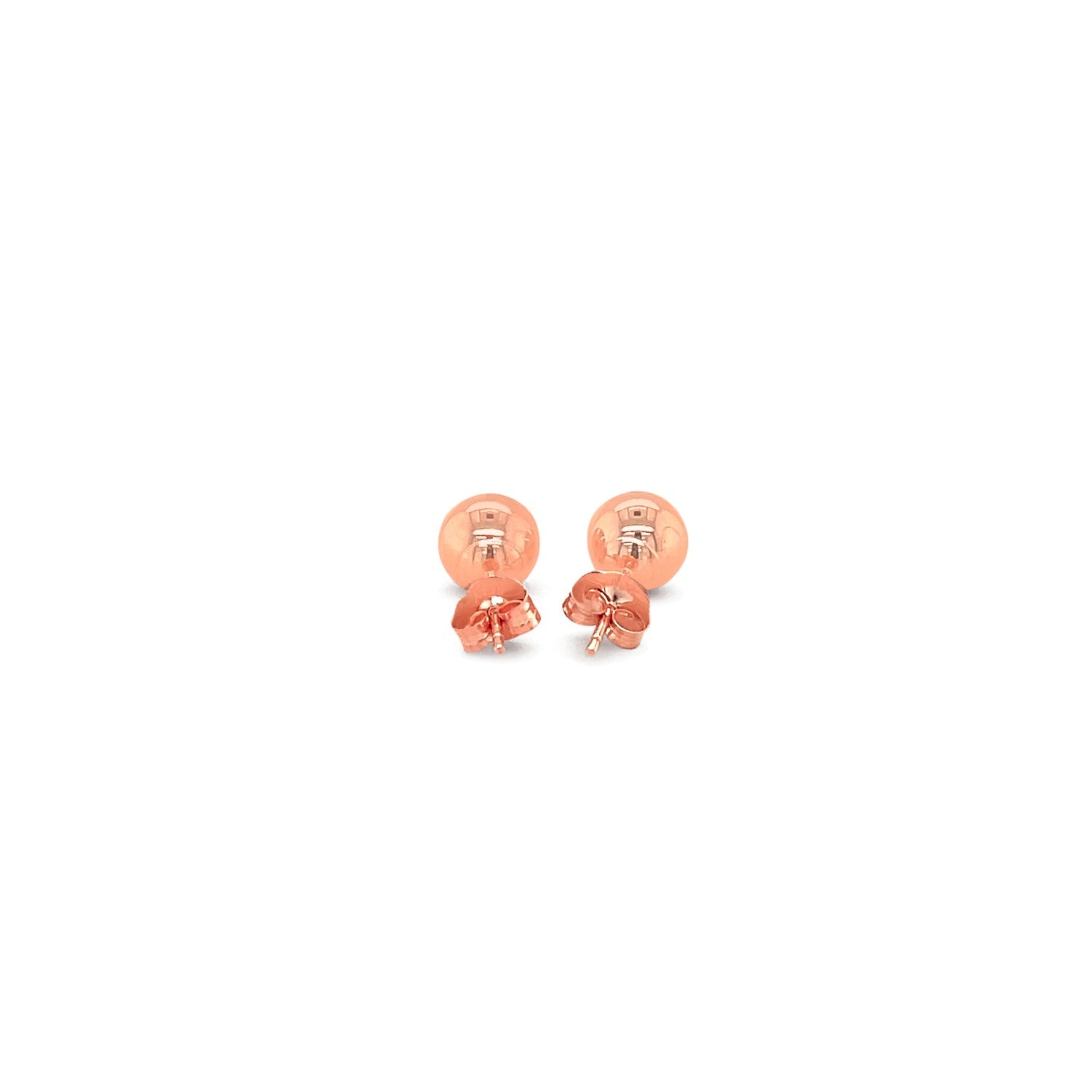 14k Rose Gold Classic Round Shape Stud Earrings (6mm) - The Best Accessory
