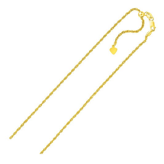 Sterling Silver in Yellow Finish 1.5mm Adjustable Rope Chain (1.50 mm) - The Best Accessory