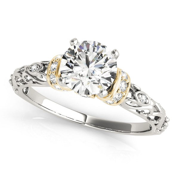 14k White And Yellow Gold Antique Style Diamond Engagement Ring (1 1/8 cttw) - The Best Accessory