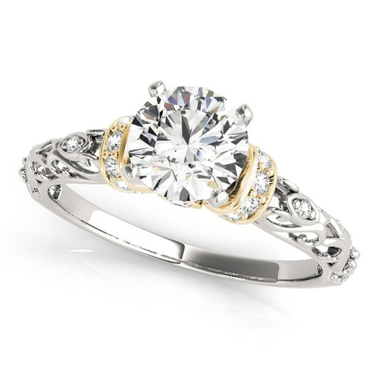 14k White And Yellow Gold Antique Style Diamond Engagement Ring (1 1/8 cttw) - The Best Accessory