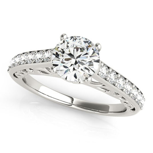 14k White Gold Unique Detailing Diamond Engagement Ring (1 1/3 cttw) - The Best Accessory