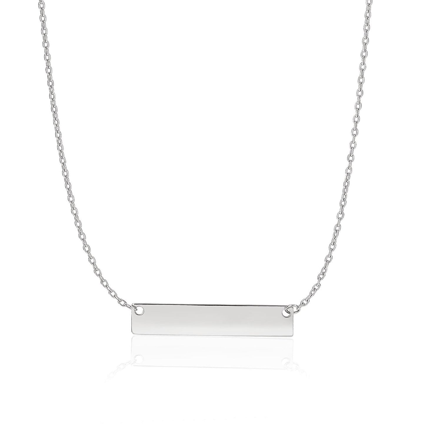 14k White Gold Smooth Flat Horizontal Bar Style Necklace - The Best Accessory