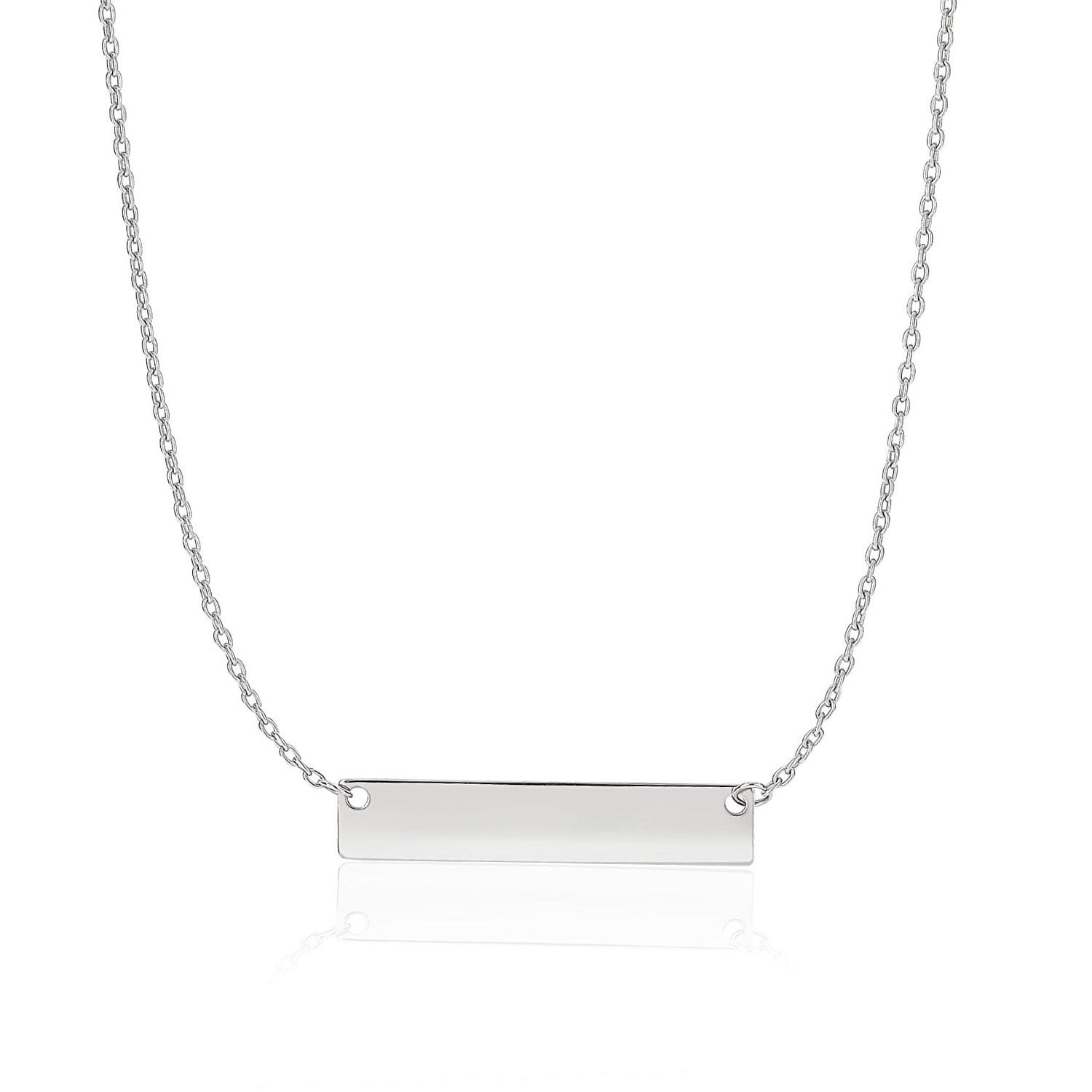 14k White Gold Smooth Flat Horizontal Bar Style Necklace - The Best Accessory