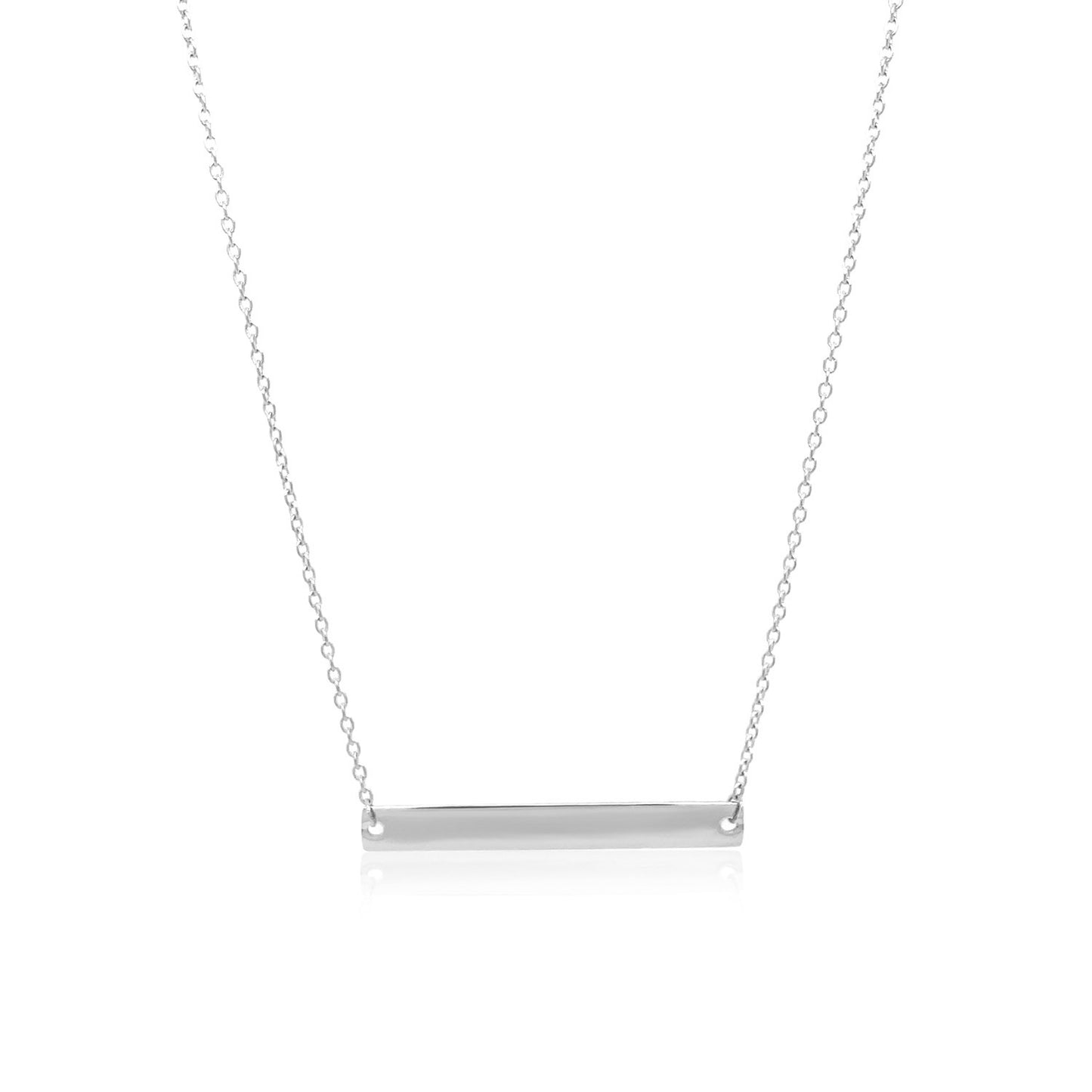14k White Gold Smooth Flat Horizontal Bar Style Necklace - The Best Accessory