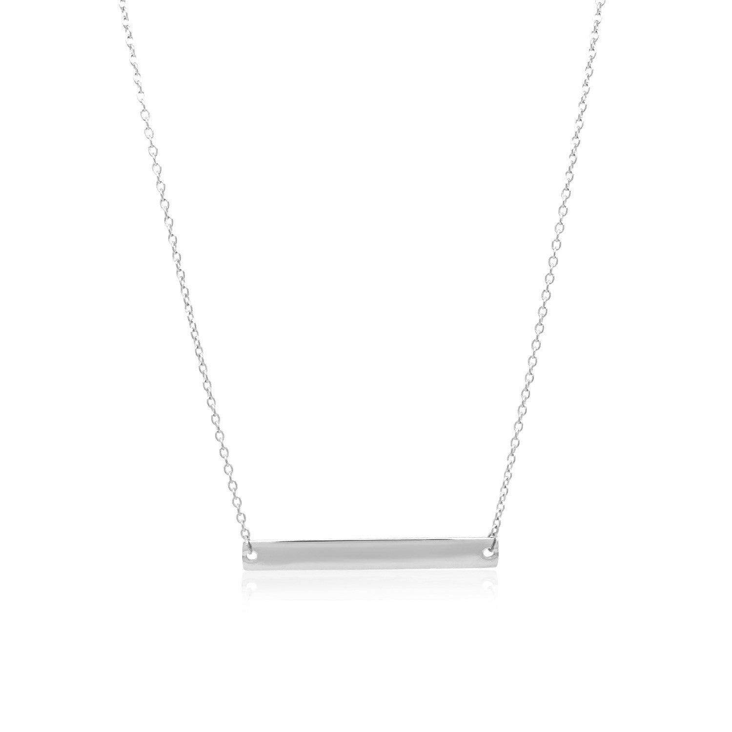 14k White Gold Smooth Flat Horizontal Bar Style Necklace - The Best Accessory