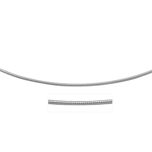 Sterling Silver Round Omega Style Chain Necklace with Rhodium Plating (1.55mm) - The Best Accessory