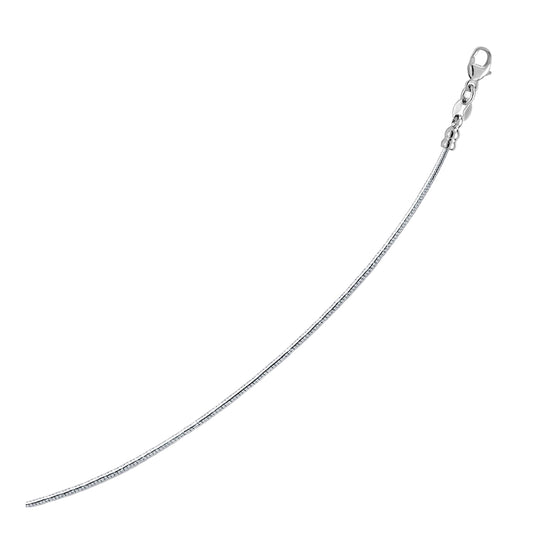 Sterling Silver Round Omega Style Chain Necklace with Rhodium Plating (1.55mm) - The Best Accessory